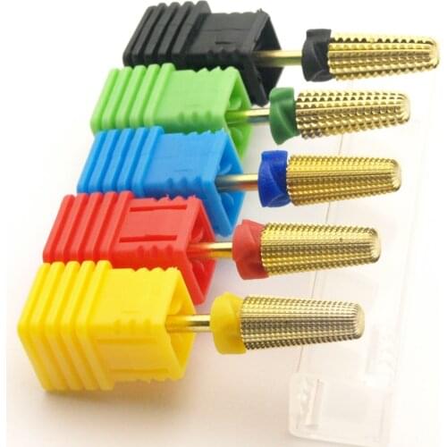 Gold Safety 5 in 1 Fine Nail Drill Bit With Cut Tungsten Carbide Tapered Nail Bits Nails Accessories Milling Cutter For Manicure