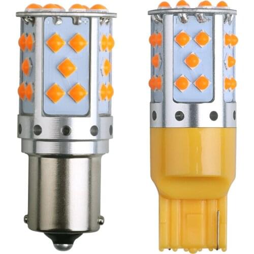 1PCS 1156 BA15S P21W LED Bulb 3030 35SMD BAU15S PY21W Canbus Error Free T20 7440 W21W W21 7443 Turn Signal Backlight Amber 12V