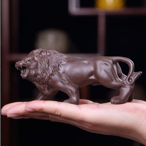 1 PCS Yixing Handmade Purple Clay tea Pet Creative animal Statue Figurine Ornament Tea Accessories Crafts home decoration