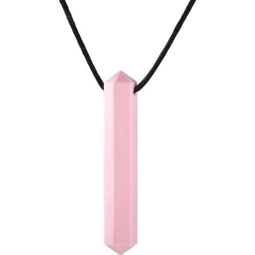 2PCS New Colors Gem Chew Necklace Baby Silicone Teethers Sensory Pandent Chewing Toy for Kids Boys Girls Autism ADHD