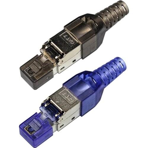 2021 New Tool-Free Shielded Crystal Head RJ45 Cat 7 Termination Plug Cat7 Connector