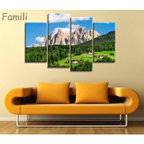 4Pcs Landscape from Badia Italy nature mountain landscape Living room home wall modern art decor posters,wall pictures