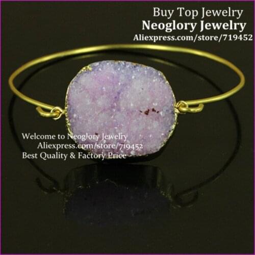 5PCS Druzy Bangle Bracelet, Gold Bracelet,Natural CRYSTAL Druzy Stone Stone Bangle, Druzy Drusy Quartz Stone Bangle bracelet