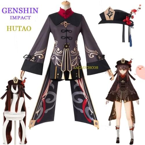 Genshin Impact Hutao Cosplay Costumes Cosplay Wig Anime Game Hu Tao Chinese Dress Halloween Costumes For Women Anime clothes