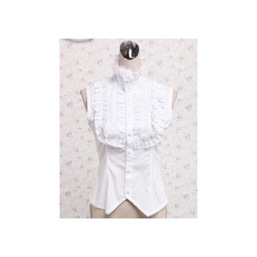White Cotton Lolita Shirt with lace daily wear close-fitting sleeveless lolita customize for plus size princess lolita top