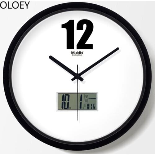 Large White Wall Clock Mechanism Silent Clocks Modern Digital LED Calendar Kitchen Wall Watch Simple Reloj De Pared Home Decor