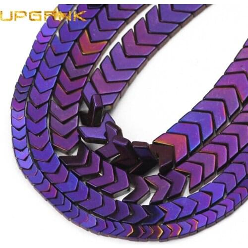 UPGFNK Natural Stone Purple Arrow Shape Hematite Beads 4/6/8/10mm Spacer Loose Beads For Jewelry Making DIY Bracelet Accessories