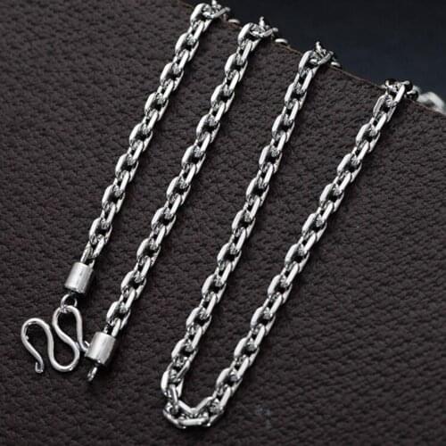 Pure S925 Sterling Silver Necklace Chain Mens Cable Link Chain Necklace Heavy Gold 21g