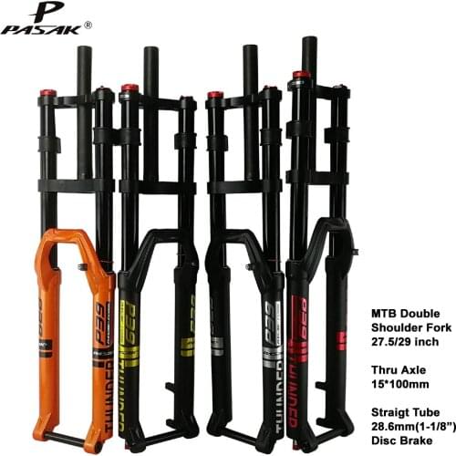 Pasak Mtb Double Shoulder Air Fork Mountain Bike Suspension 27.5 29 Thru Axle 15*100mm Air pressure Sprung Damping Barrel Shaft