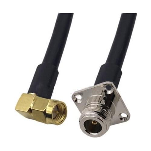 RG58 Cable SMA Male Right Angle to N Female Flange Connector WiFi Antenna Extension Pigtail jumper cable