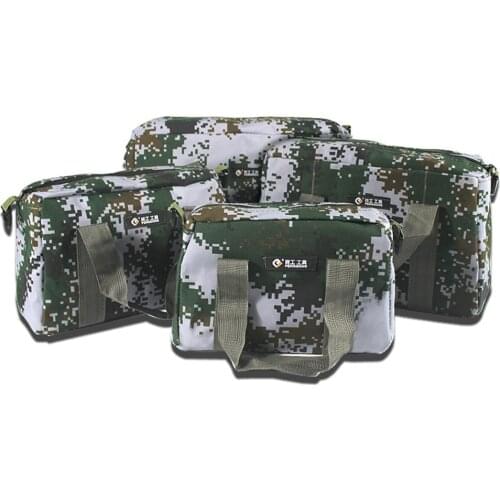 Multi-Function Tool Bag with Hanging Buckle Camouflage Canvas Electrician Toolkit Waterproof Handbag Hardware Parts Organizer