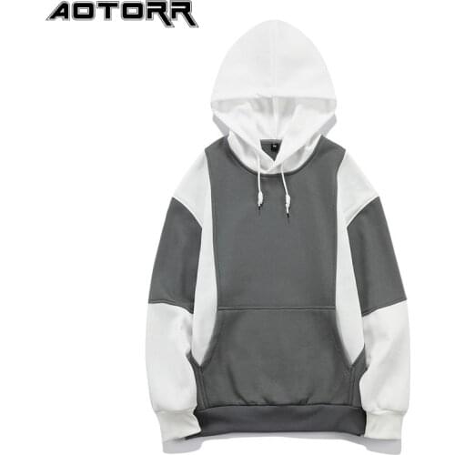 2021 Mens Autumn Winter Pullovers Sweatshirts Fashion Patchwork Mens Hoodies Casual Loose Sweatshirt Hooded Top Clothing