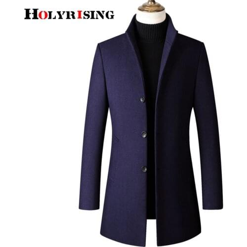 Men wool coat Autumn Winter Wool Men Coats Stand Collar Male Fashion Wool Blend Jackets Outerwear Smart Casual Trench 19596