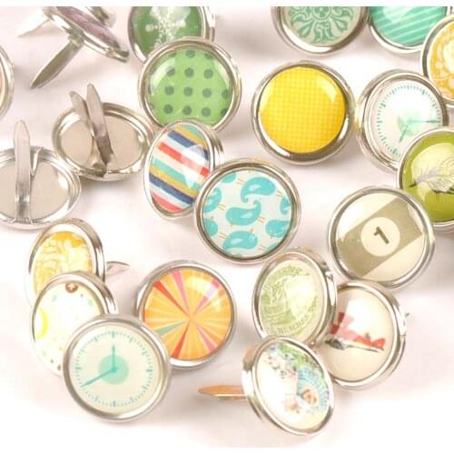 30Pcs Mixed Round Brads Garment Rivets Fastener Studs And Spikes Scrapbooking DIY Brad Metal Crafts Shoes Decorations c2158