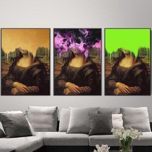 Funny Mona Lisa Poster Art Painting On Wall Decor Street Graffiti Art Canvas Prints Picture For Living Room Mural Home Cuadros