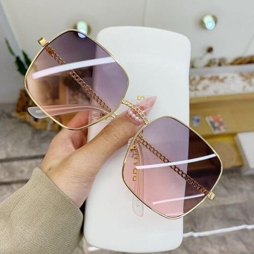 New Hollow Leg Big Frame Box Sunglasses Women Face Thin Glasses Beach Net Red Sun Visors