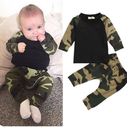 Autumn Spring Newborn Kids Camouflage set Baby Boys Long Sleeve Clothes T-shirt Tops Pants Outfit Clothes Set