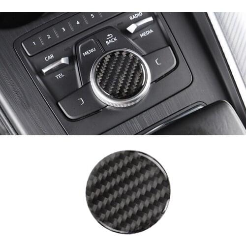 For Audi A4 B9 A4L 2017 2018 Carbon Fiber Car Center Gear Control Panel Multimedia Switch Knob Cover Trim