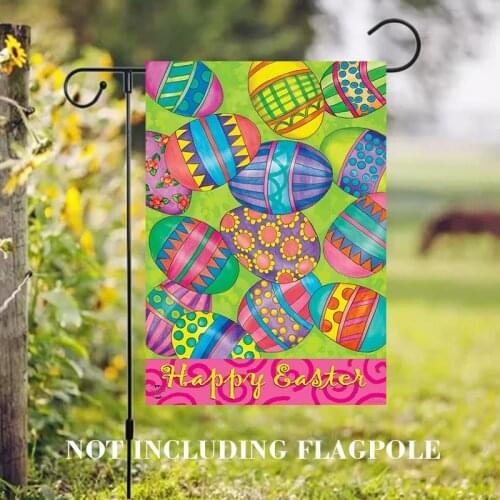 Happy Easter Egg Holiday Garden Flag Decorated Eggs 12.5" x 18" Banner Home Decor