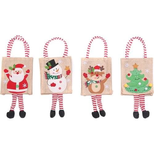Gift Bag Cute Linen Embroidery Candy Bag Creative Cute Machine Embroidered Tote Pack For Christmas Halloween dependable