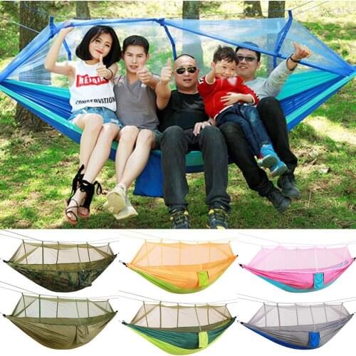 Portable Camping Jungle Swing Hammock Mosquito Net Outdoor 1-2 Person Sleeping Hanging Bed Strength Parachute Fabric Sleep Swing