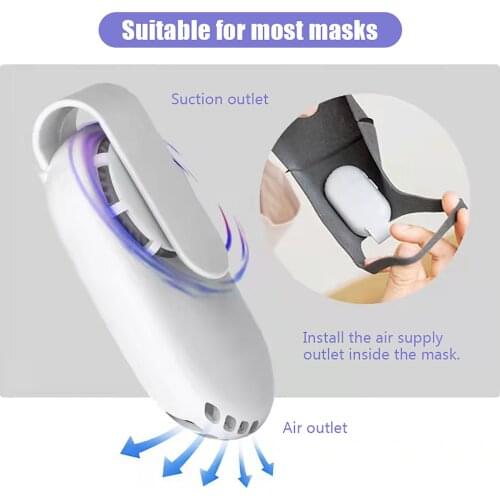 Mini Portable Fan For Face Mask Clip-On Air Filter USB Rechargeable Exhaust Mini Fans Personal Wearable Air Purifiers