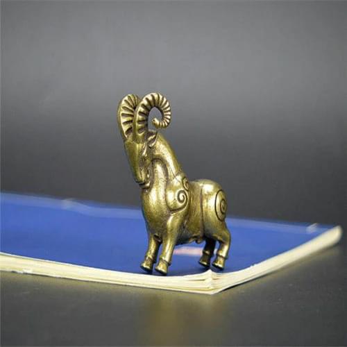 Collectable Chinese Brass Carved Animal Zodiac Sheep Exquisite Small Statues