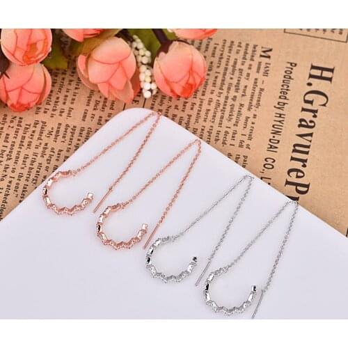Simple Wave Zircon Geometric Ear Line For Women Hanging Dangle Earrings Drop Earring Modern Jewelry Zk30