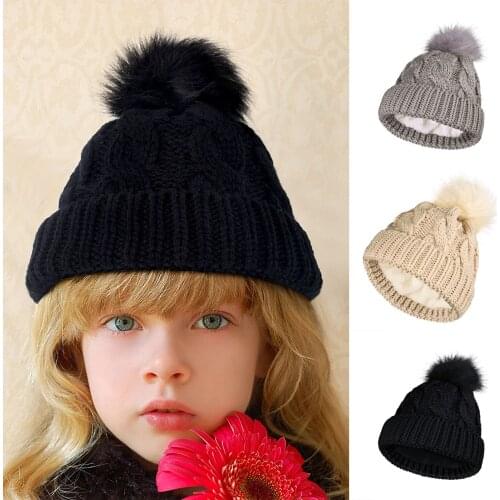 Winter Children Boys Girls Fashion Warm Windproof Comfortable Casual Knitted Hat Pure Color Simplicity All-match Thicken Hat 1PC