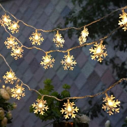 20/40 LED Snowflake Light String Twinkle Garlands Fairy Light USB Battery Powered Christmas Lamp Holiday Party Wedding Decor
