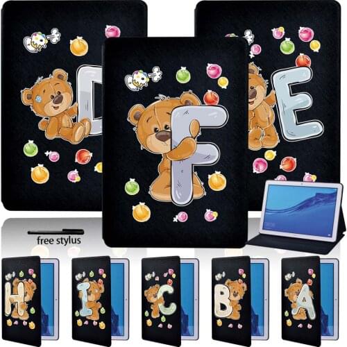 Slim Leather Stand Cover Case for Huawei MediaPad T3 8.0/T3 10 9.6/T5 10 10.1 Drop resistance Protective Shell+Stylus