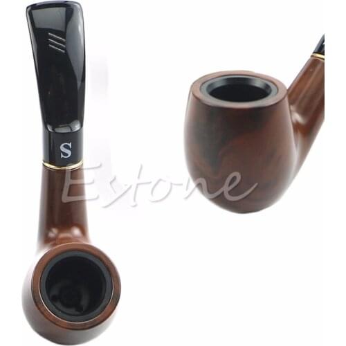 Traditional Style Nature Ebony Wood Handmade Tobacco Smoking Pipe Bent Round apr18_35