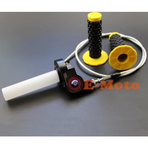 Transperent Throttle Quick Twister & Throttle Cable & Yellow Pillow Top Handle Grip Fit IRBIS TTR CRF KLX FREE SHIPPING