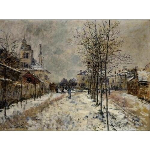 High quality Oil painting Canvas Reproductions Snow Effect, The Boulevard de Pontoise By Claude Monet Painting hand painted