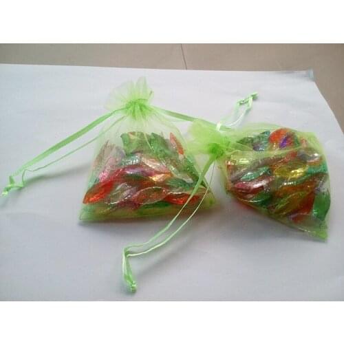 100pcs 15*20 Green gift bags for jewelry/wedding/christmas/birthday Organza Bags with handles Packaging Yarn bag