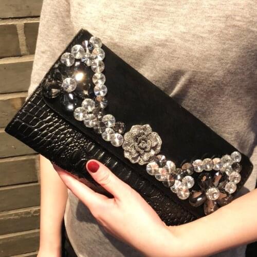 Women Genuine leather Clutch Bag Horse hair Evening Wedding Clutch Purse Flower Envelope Handbag Shoulder bag Party Wedding