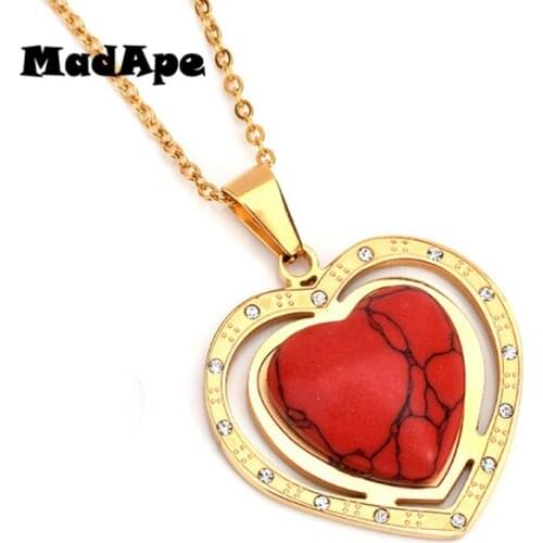 MadApe Women Heart Pendant Necklace 316L Stainless Steel Never Fade Choker Sweater Chain For Women Fashion Jewelry Dropshipping