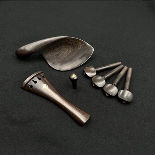 2 SETS new natural ebony 4/4 violin fiddle parts peg tailpiece chinrest endpin