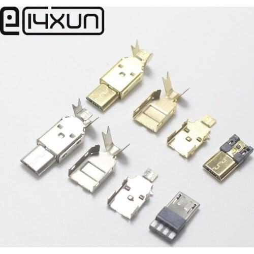 4sets Micro USB 4Pin /USB 2.0 Male connector plug Nickel Gold Plated welding Data OTG line interface DIY data cable accessories
