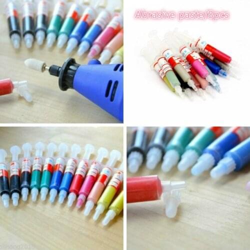8PCS Diamond Polishing Abrasive Paste Needle Tube Compound Syringe Set W0.5-10 microns