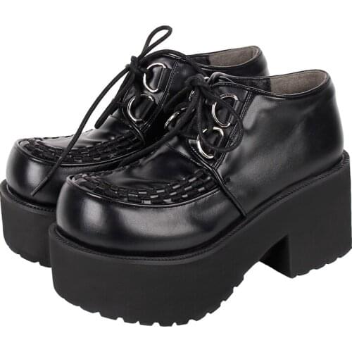 Angelic imprint Gothic woman mori girl lolita cosplay punk shoes lady high heels pumps women dress party shoes lace up 33-47 8cm