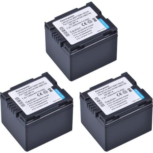 PowerTrust 3Pc 7.2V 1400mAh CGA-DU14 CGA DU14 Camera Battery for Panasonic DU06 DU07 NV-GS10 VDR-M70/M50 CGA-DU12 VW-VBD140