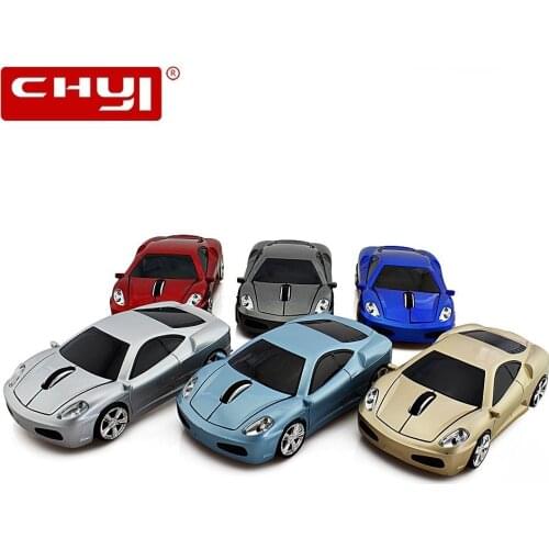 CHYI Wireless Sport Car Shape Computer Mouse Mini Ergonomic Gaming Mause Portable Usb PC Mice With Blue LED Headlight For Laptop