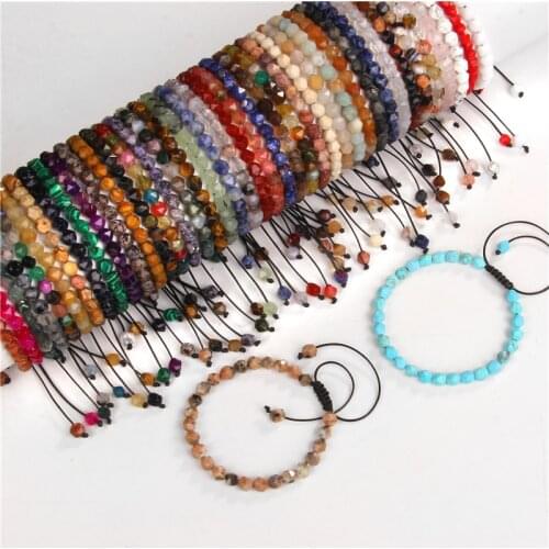 41 Types Adjustable Faceted Gems Beads Bracelet Natural Agates Jaspers Stone Bracelets Men Women Jewelry Yoga Reiki Bangle Gift