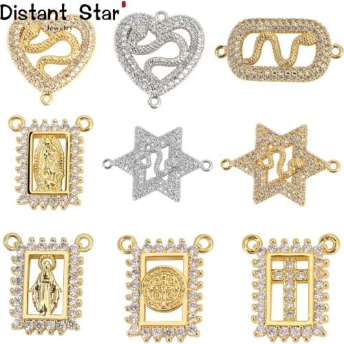 DIY Virgin Mary Beads For Jewelry Making Paved Zircon Circle Infinity Metal Connector Charms Bracelets Earrings Accessories