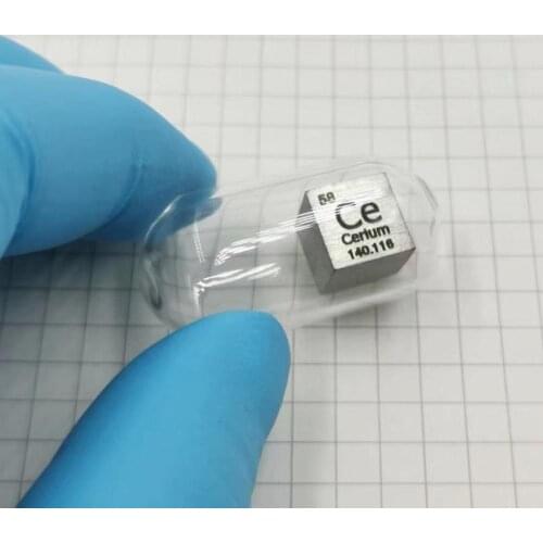 Cerium metal - high precision density-standard cube 10x10x10mm - 6 grams in Ampoule under Argon - NEW