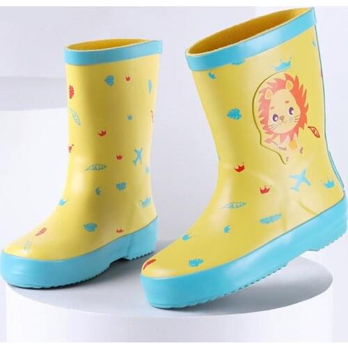 2020 Kids Rain Boots Cute Cartoons Printing Baby Water Shoes Student Four Seasons Rain Boots PVC Waterproof Non-slip Rainboots