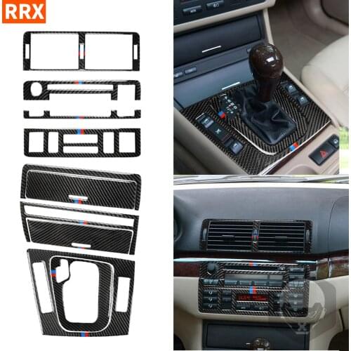 For BMW E46 1998-2004 3 Series Carbon Fiber Interior Car Stickers Central Control CD Panel Gear Cover Trim Decals Car Accessorie