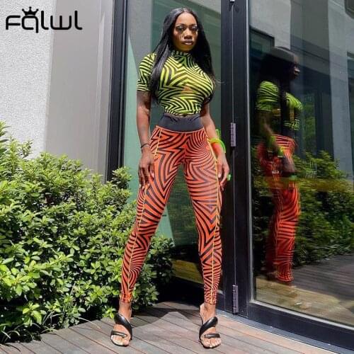 FQLWL High Waist Streetwear Women Pants Fashion Print Skinny Pants Fitness Outfits For Women Joggers Sport Orange Leggings Pants