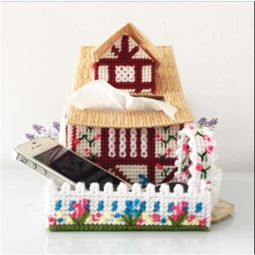 25x17x20cm New style of cottage storage tissue box embroidery kit DIY handmade craft set Crocheting knitting needlework supplies